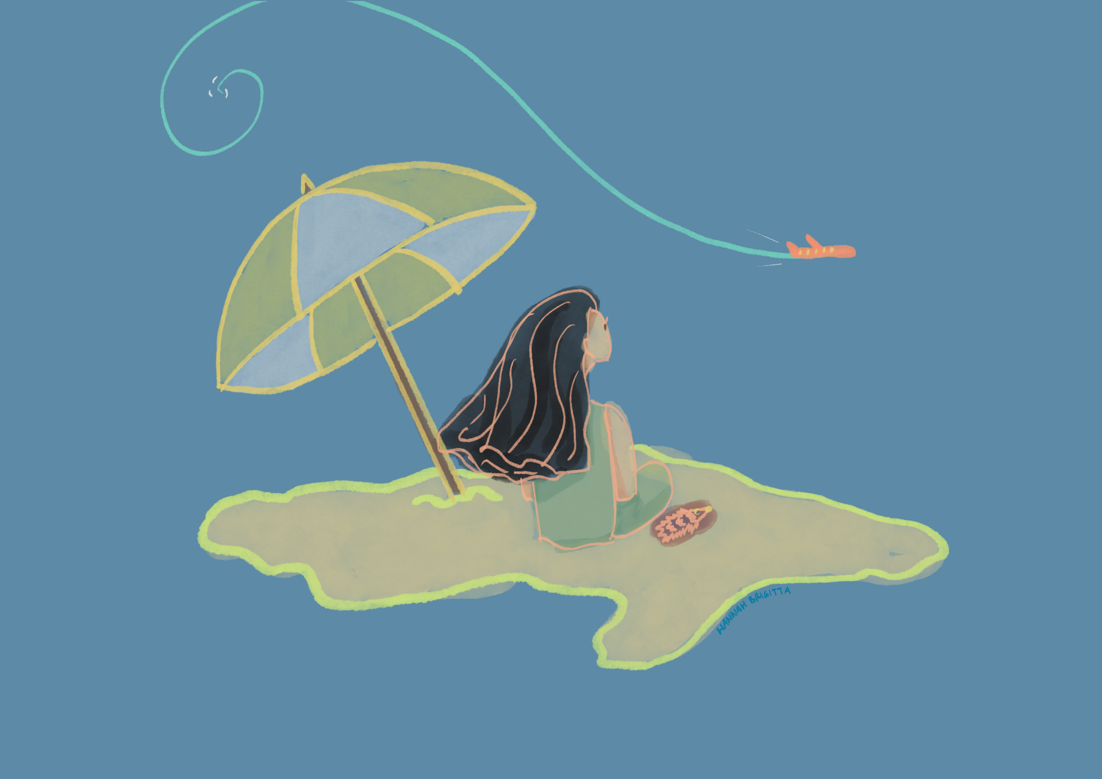 home is a funny thing, digital illustration by Hannah Brigitta.